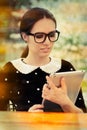 Young Woman with Glasses and Tablet Royalty Free Stock Photo