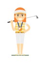 Young woman golfer with golf club