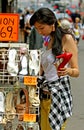 Young woman with great joy when buying shoes Royalty Free Stock Photo