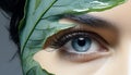 Young woman green eye, a captivating beauty in nature generated by AI Royalty Free Stock Photo