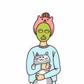 Young Woman With Green Face Mask For Skincare