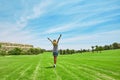 Young woman in green meadow Royalty Free Stock Photo