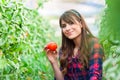 Young woman in a greenhouse Royalty Free Stock Photo