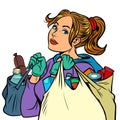 Young woman with grocery bags