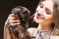 Young woman with Guinea pig Royalty Free Stock Photo