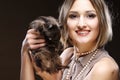 Young woman with Guinea pig Royalty Free Stock Photo