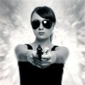 Young woman with gun Royalty Free Stock Photo