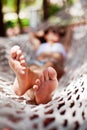 Young woman in hammock. Royalty Free Stock Photo