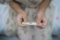 Young woman hand holding a digital thermometer Royalty Free Stock Photo