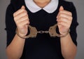 Young woman handcuffs in criminal concept Royalty Free Stock Photo