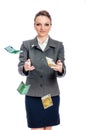 Young woman Hands Catching Money Royalty Free Stock Photo