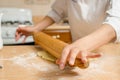 Young woman hands rolling dough Royalty Free Stock Photo