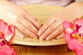 Young woman hands on spa treatment