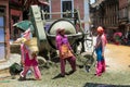 Young woman hard work at the construction in Nepal