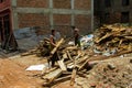 Young woman hard work at the construction in Nepal