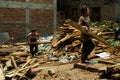 Young woman hard working at the construction in Nepal