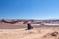 Young woman in hat admiring american landscape of untouched nature with unique landscape with copy space Royalty Free Stock Photo