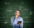 Young woman have problem with mathematics Royalty Free Stock Photo