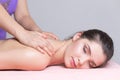 Young woman having back massage close up Royalty Free Stock Photo