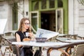 Woman at the french cafe Royalty Free Stock Photo