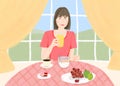 Young woman having breakfast Royalty Free Stock Photo