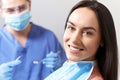 Young Woman Having Check Up And Dental Exam At Dentist Royalty Free Stock Photo