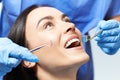 Young Woman Having Check Up And Dental Exam At Dentist Royalty Free Stock Photo