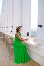 young women having a drink on a rooftop bar Royalty Free Stock Photo