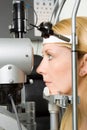 Young woman having eye test Royalty Free Stock Photo