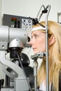 Young woman having eye test Royalty Free Stock Photo