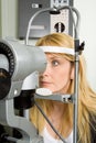 Young woman having eye test Royalty Free Stock Photo