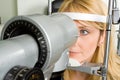 Young woman having eye test Royalty Free Stock Photo