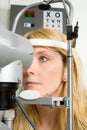 Young woman having eye test Royalty Free Stock Photo