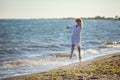 Young woman having fun on beach Royalty Free Stock Photo