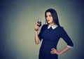 Young woman having glass of red wine Royalty Free Stock Photo