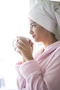 Young woman having morning coffee Royalty Free Stock Photo