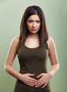 Woman having stomach abdominal pain