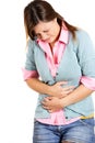 Young woman having stomach ache Royalty Free Stock Photo