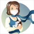 Young woman in health mask