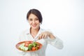 Young woman healthy diet eating salad food. Royalty Free Stock Photo