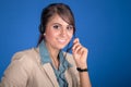 Young woman at the helpdesk Royalty Free Stock Photo