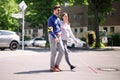 Young Woman Helping Blind Man With White Stick Royalty Free Stock Photo