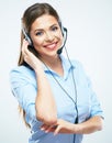 Young woman helpline operator smil portrait. Royalty Free Stock Photo