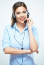 Young woman helpline operator smil portrait. Royalty Free Stock Photo