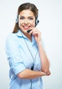 Young woman helpline operator smil portrait. Royalty Free Stock Photo