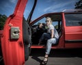 Young Woman in her Car Royalty Free Stock Photo