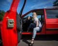 Young Woman in her Car Royalty Free Stock Photo