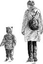 Young woman with her kid on a walk