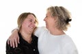 Young woman with her mother women looking at each other loving accomplice isolated on white background Royalty Free Stock Photo