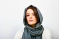 Young woman in headscarf or hijab inside. Royalty Free Stock Photo